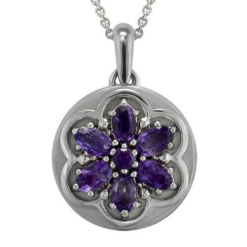 Amethyst Flower Gem Cremation Pendant